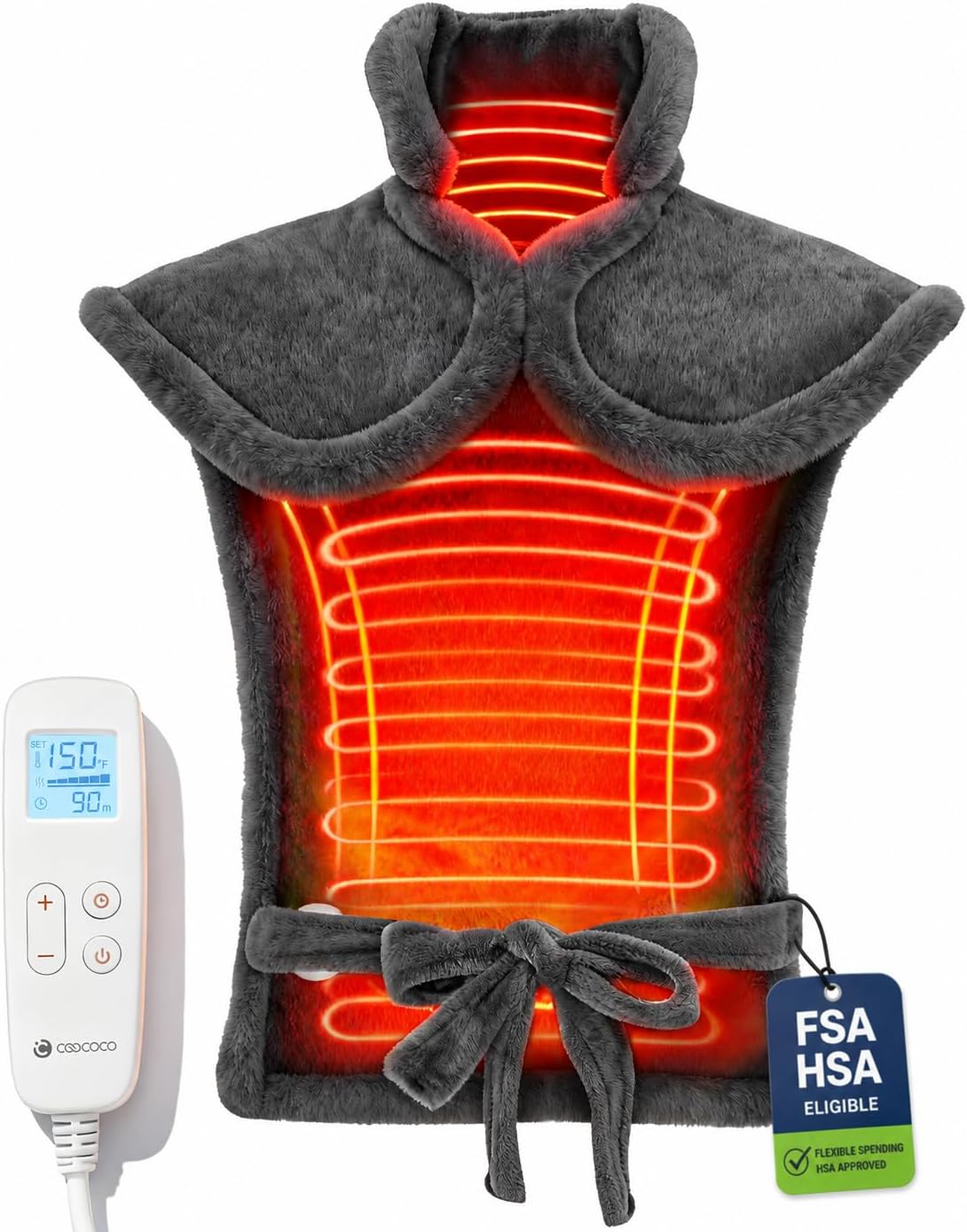 CooCoCo HSA Approved Heating Pad for Back Pain Relief