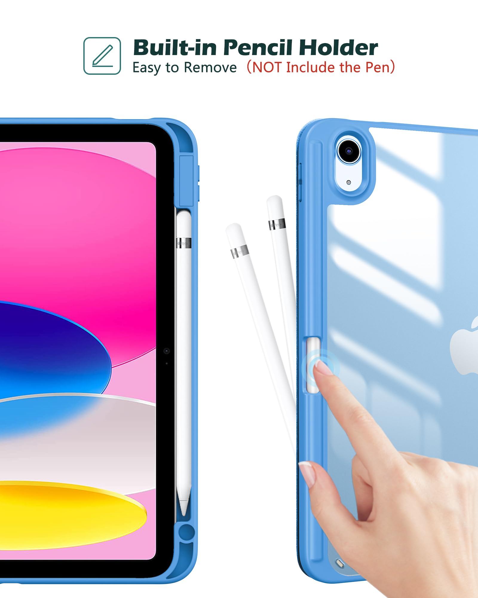 ProCase Cover iPad 11 Generazione A16 11 Pollici 2025/iPad 10 Generazione 10,9 Pollici 2022,Custodia con Portapenna Auto Sonno/Veglia -Blu
