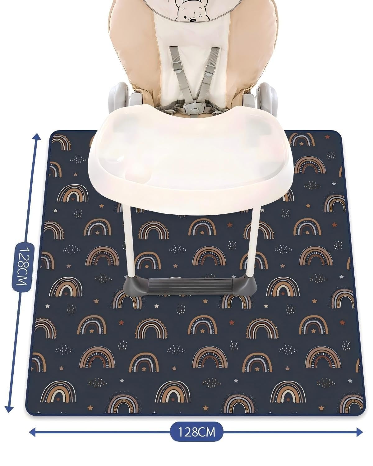 Blissful Diary Baby Splat Mat for Under High Chair 128 x 128 cm (50.4 x 50.4") Inch Wipeable Splash Mat - Image 3