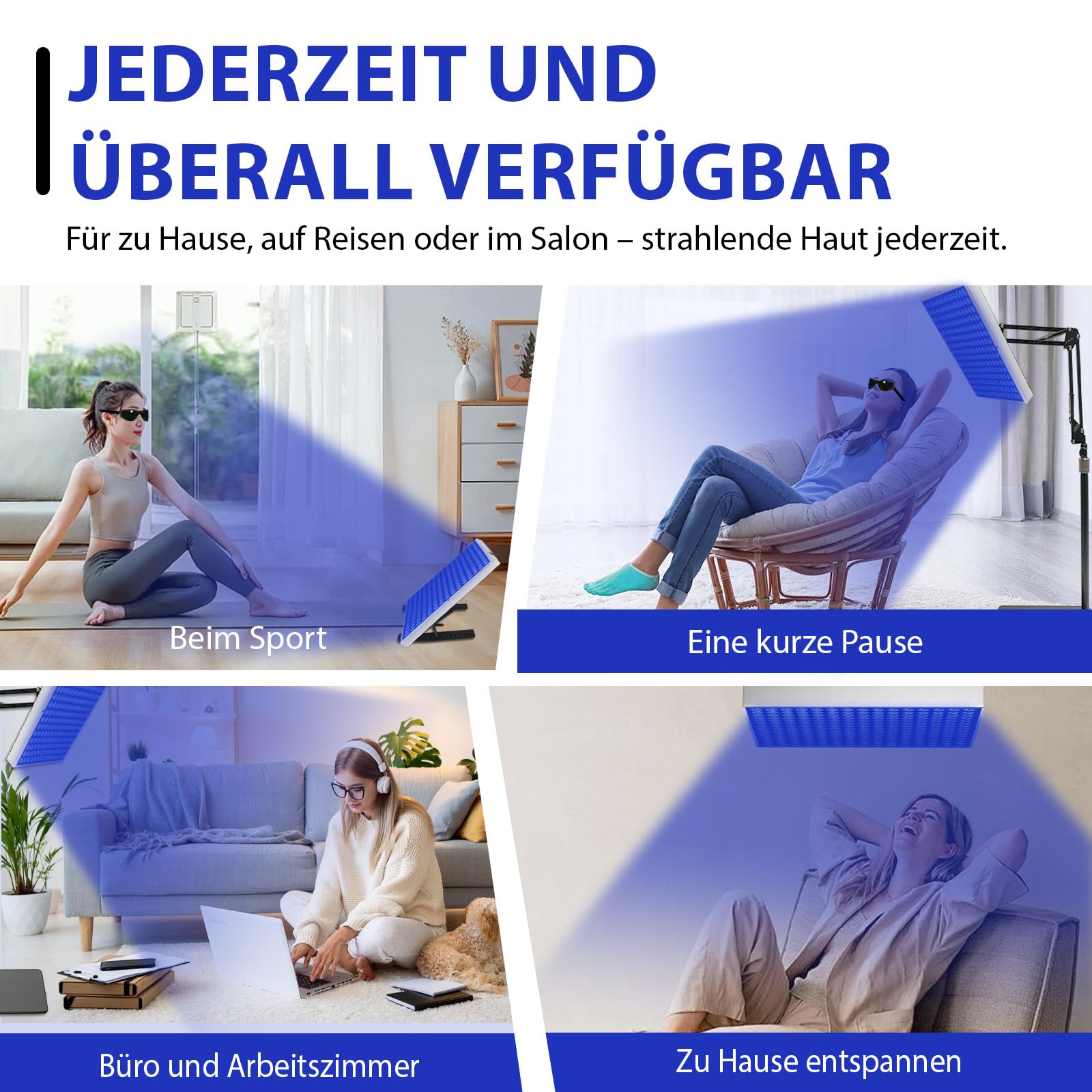 Bräunungslicht Solarium Portable Tanning Lamp für Home Gesichtsbräunung Tageslicht für Gesicht und Körper für zu Hause with Adjustable Stand and Hanging Hooks (J)
