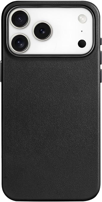 SHIELDON Genuine Leather Case for iPhone 17 Pro Max 6.9" 2025, Compatible with Magsafe, Updated Camera Button, Slim Magnetic Wireless Charging, Shockproof, Camera Bezel, Protective Phone Cover - Black
