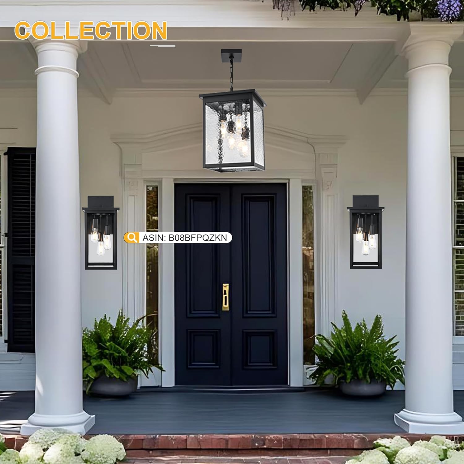 TODOLUZ 2-Pack Wall Sconce & 4-Light Large Outdoor Pendant Light, E26 Bulb Base