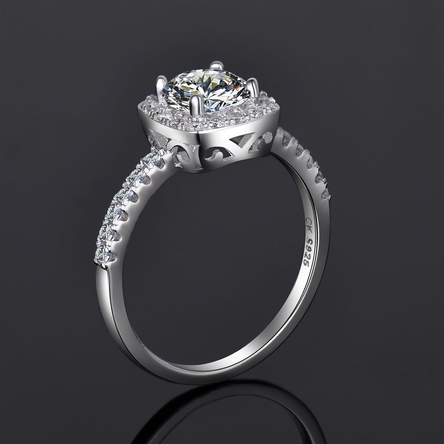 CARAT KING Moissanite Ring for Women in 925 Sterling Silver, Round Cut D Color VVS1, Promise & Engagement Ring, Anniversary Jewelry Gift for Her