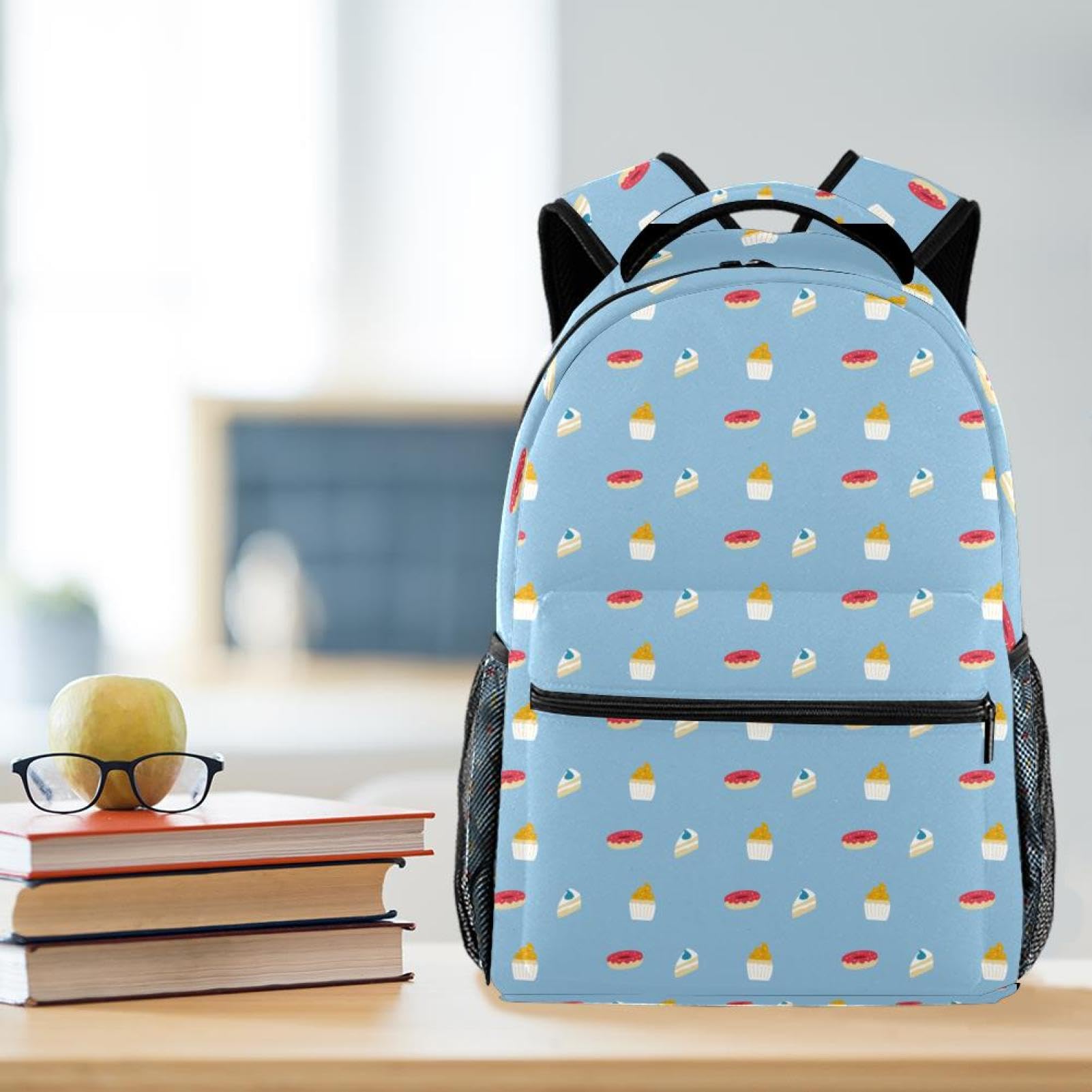Zaino scolastico di grande capacità per libri, dessert, cupcake, ciambelle, zaino da viaggio, per computer portatile, impermeabile, per adolescenti, ragazze, ragazzi, adatto per notebook da