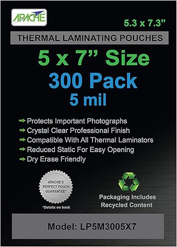 Miniatura 12 de Apache Bolsas de laminación de 5 mil para tarjeta de invitación de 3.5 x 5 pulgadas, hojas de 3.7 x 5.3 pulgadas, paquete de 100