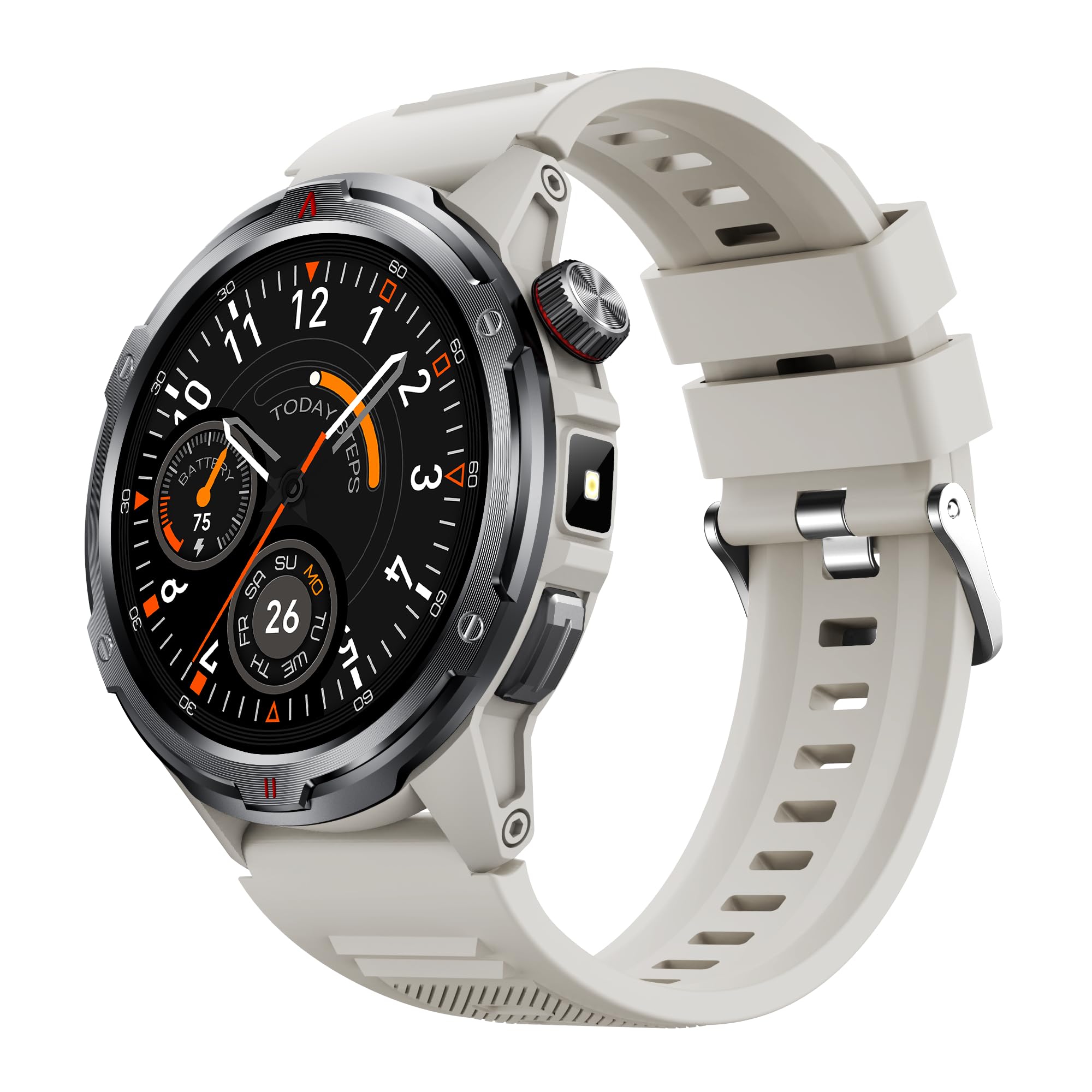 AOLON 1.43” AMOLED Smart Watch, 1ATM Waterproof Military Fitness Tracker | AOD Display Bluetooth Call Compass AGPS, Heart Rate SPO2 Sleep Monitor for