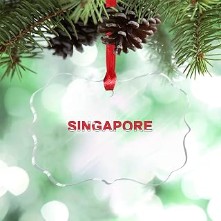 Singapore Flag Christmas Tree Decorations Singapore Country City Souvenir Personalized Christmas Ornaments 2023 Acrylic Christmas Decor Keepsake Gifts for Wedding Holiday Pendants