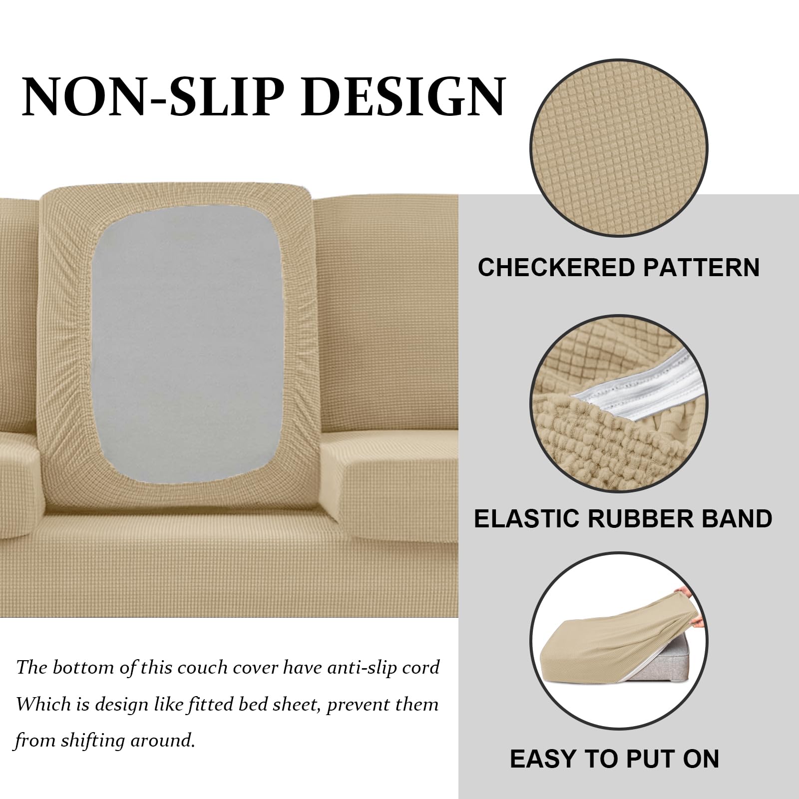 SYLC Caravan Seat Cover Stretch Jacquard, Non-slip RV Dinette Cushion Covers with 2 Straps - Image 3