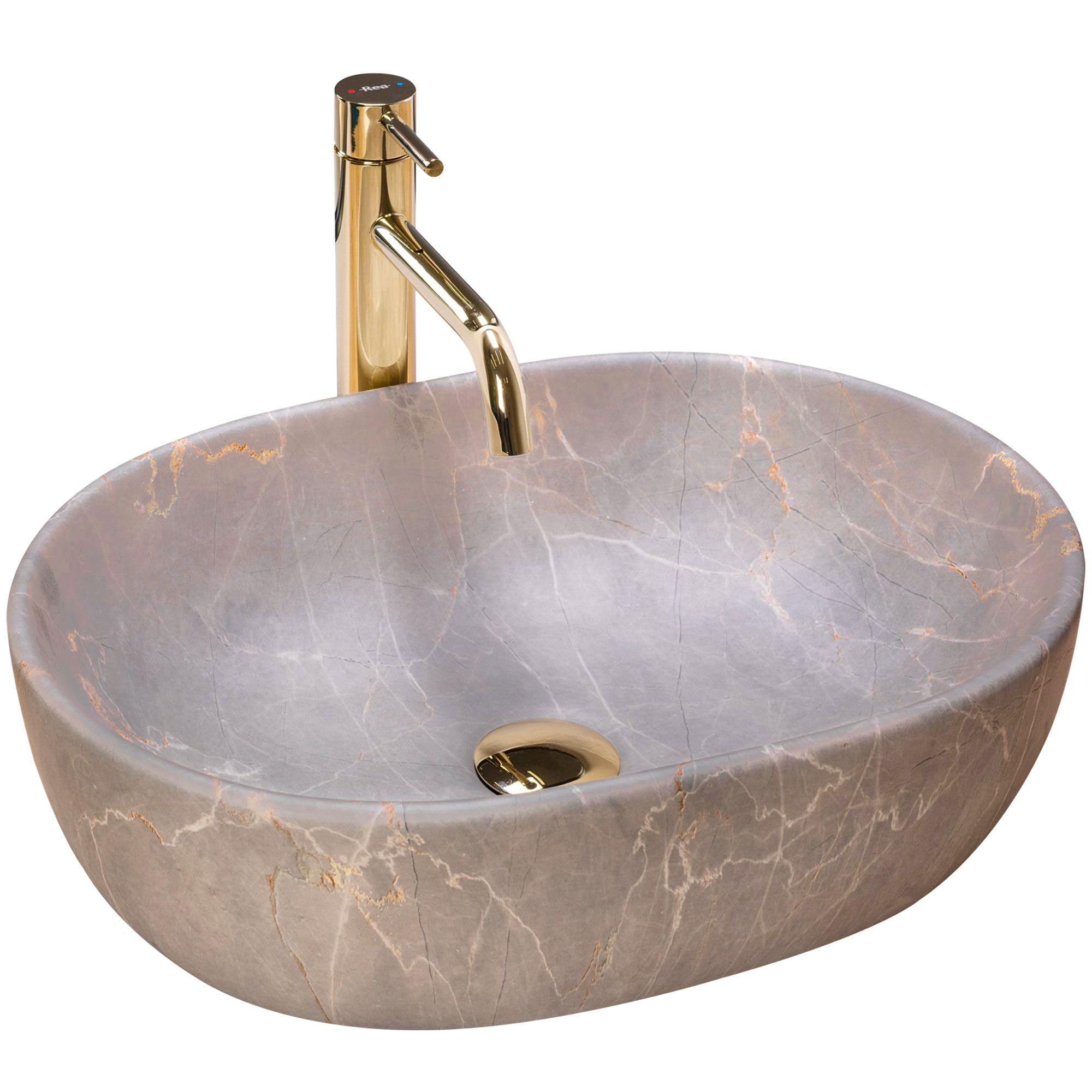 Rea Bathroom Sink Made of Ceramic Lara Beige Matt - Stone Imitation - REA-U9887