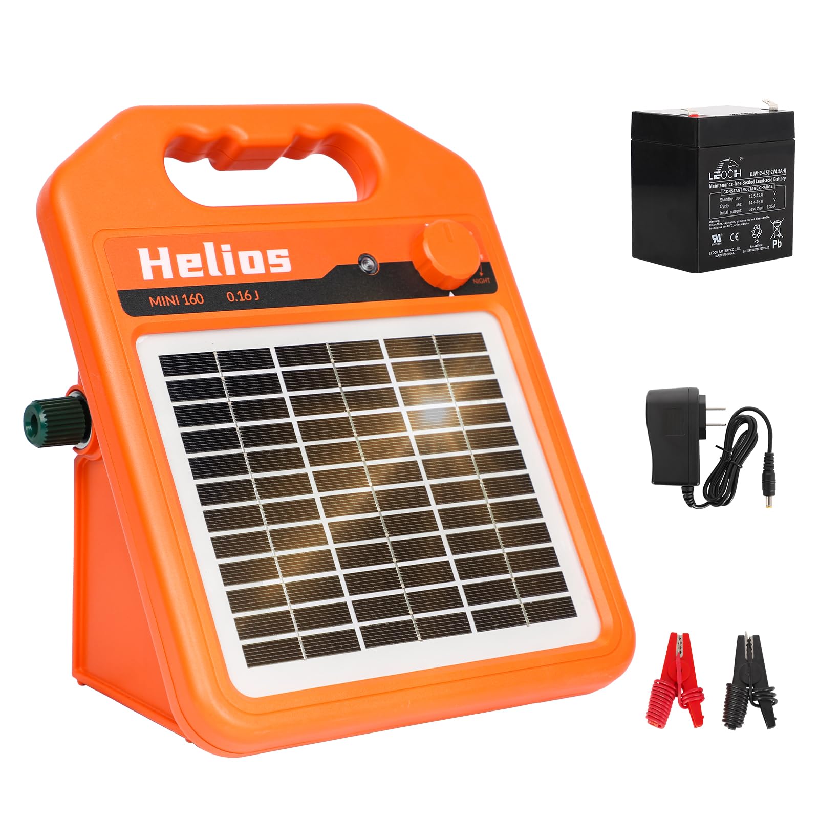 MINI160 2 Miles Solar Fence Charger, 0.16 Joule Solar Electric Fence Charger for Livestock, Pigs, Horses, Cattle Sheep, Solar Powered Electric Fence with Day or Night Mode, Easy Installation
