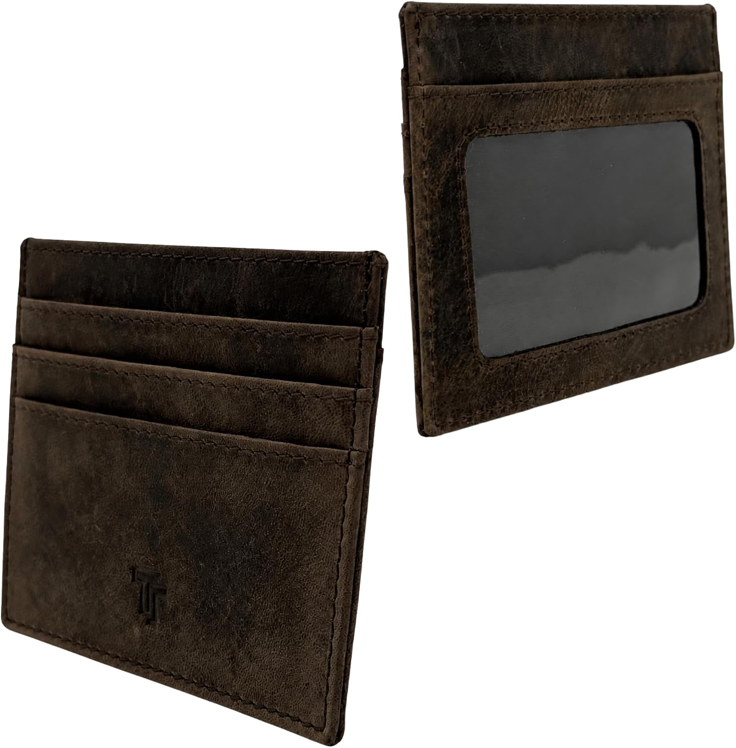 Leather Wallet – Classic Horizontal Slim Card Holder | Real Genuine Leather Mens Wallet | RFID Secure | Fits 8 Cards | Tap to Pay | Quality Credit Card Holder (Brown)