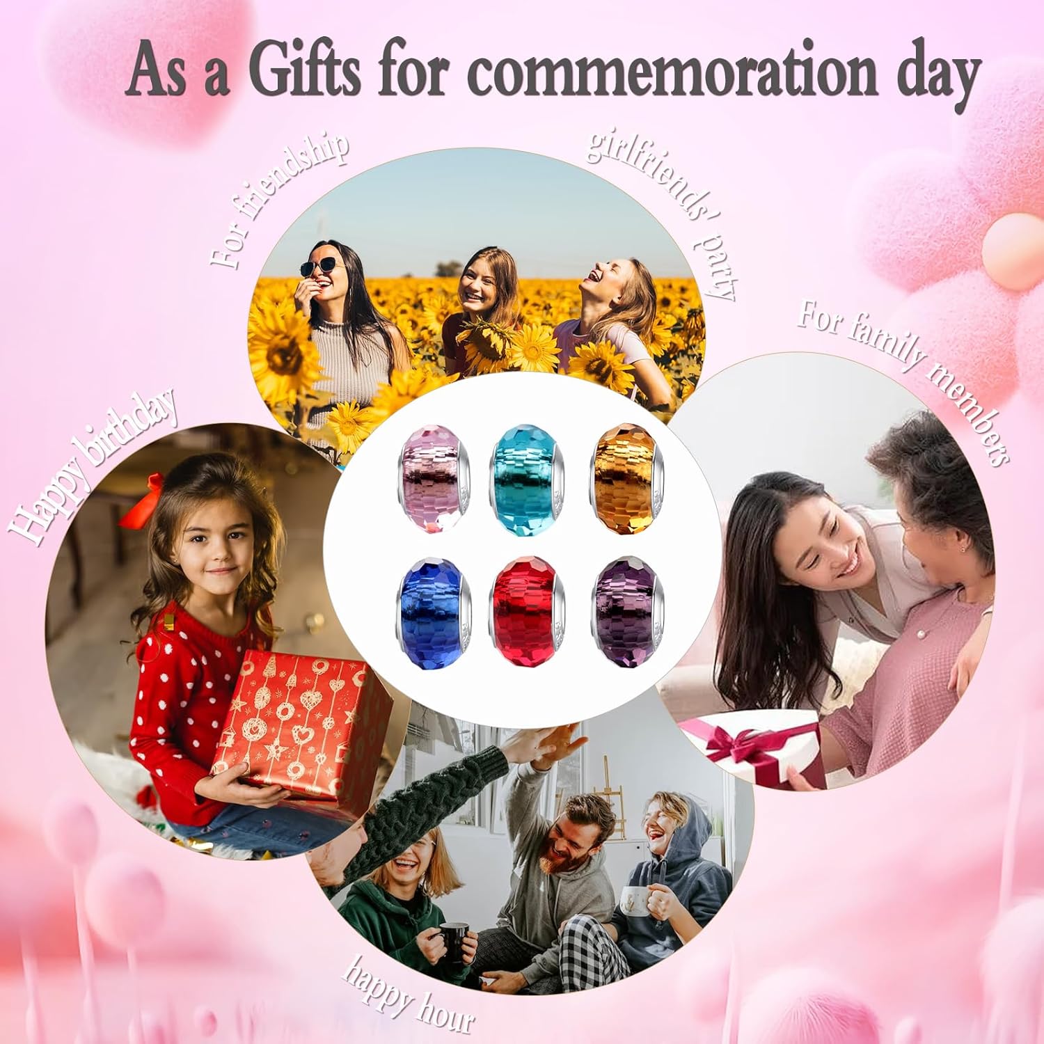 MICOO 925 Sterling Silver Charms for Bracelets,Fashion DIY Dangle Pendants Beads Simulated Birthstone Charms,Birthday Gifts for Women - Image 6