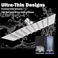 Vista 47 de NearMoon - Cabezal de regadera grande de acero inoxidable cuadrado de lujo en cascada, para instalar en el techo o la pared