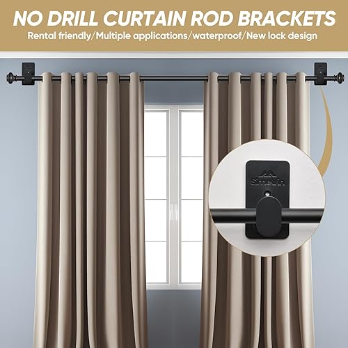 Miniatura 2 de Soportes para barra de cortina sin taladrar sin taladrar Adhesivo 3M mejoradoGanchos para barra de cortina aptos para inquilinos sin clavos,