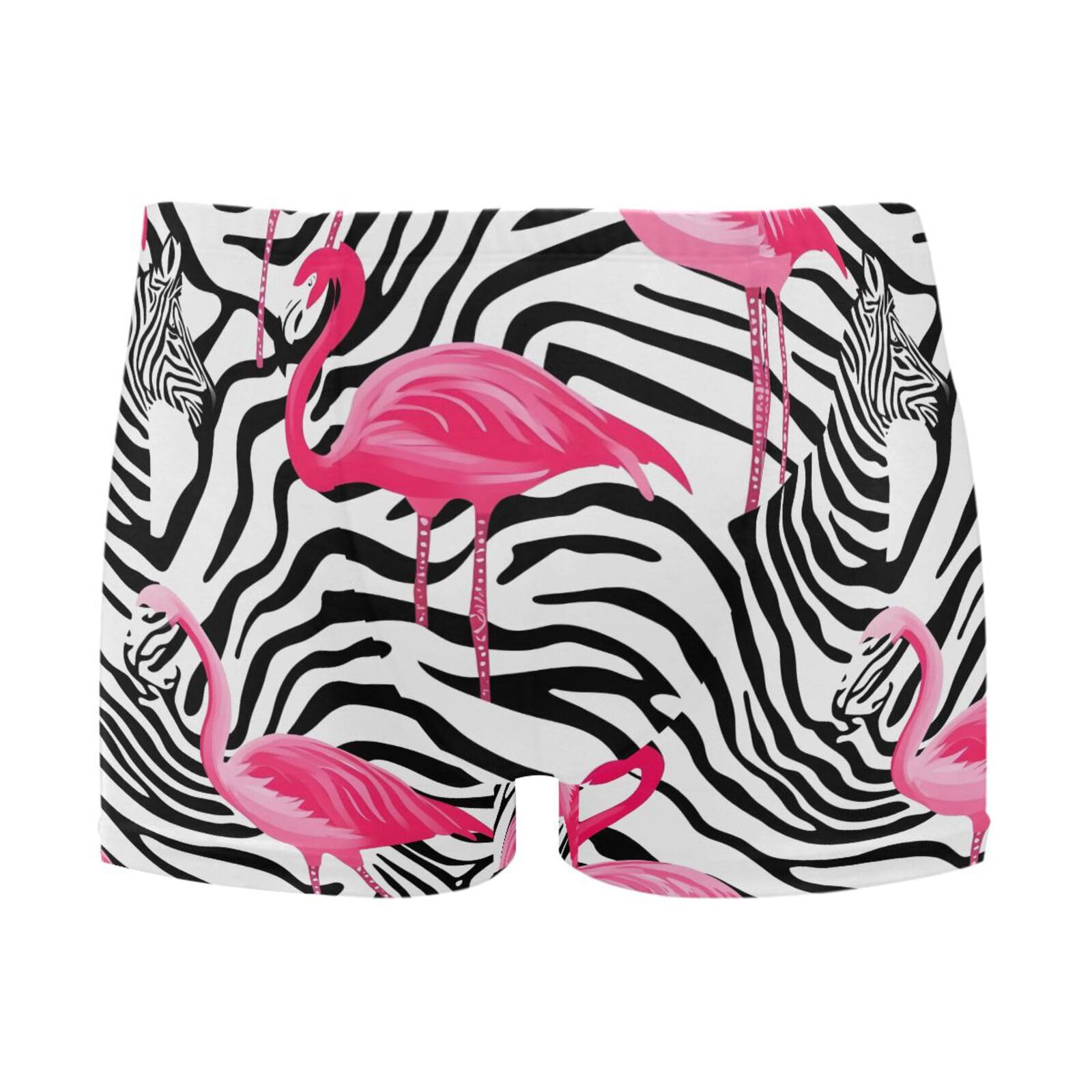 UMIRIKO Mens Swim Trunks Pink Flamingos Zebra Print Square Leg Swimwear Bathing Suits Swimsuit for Men XL 202b8836