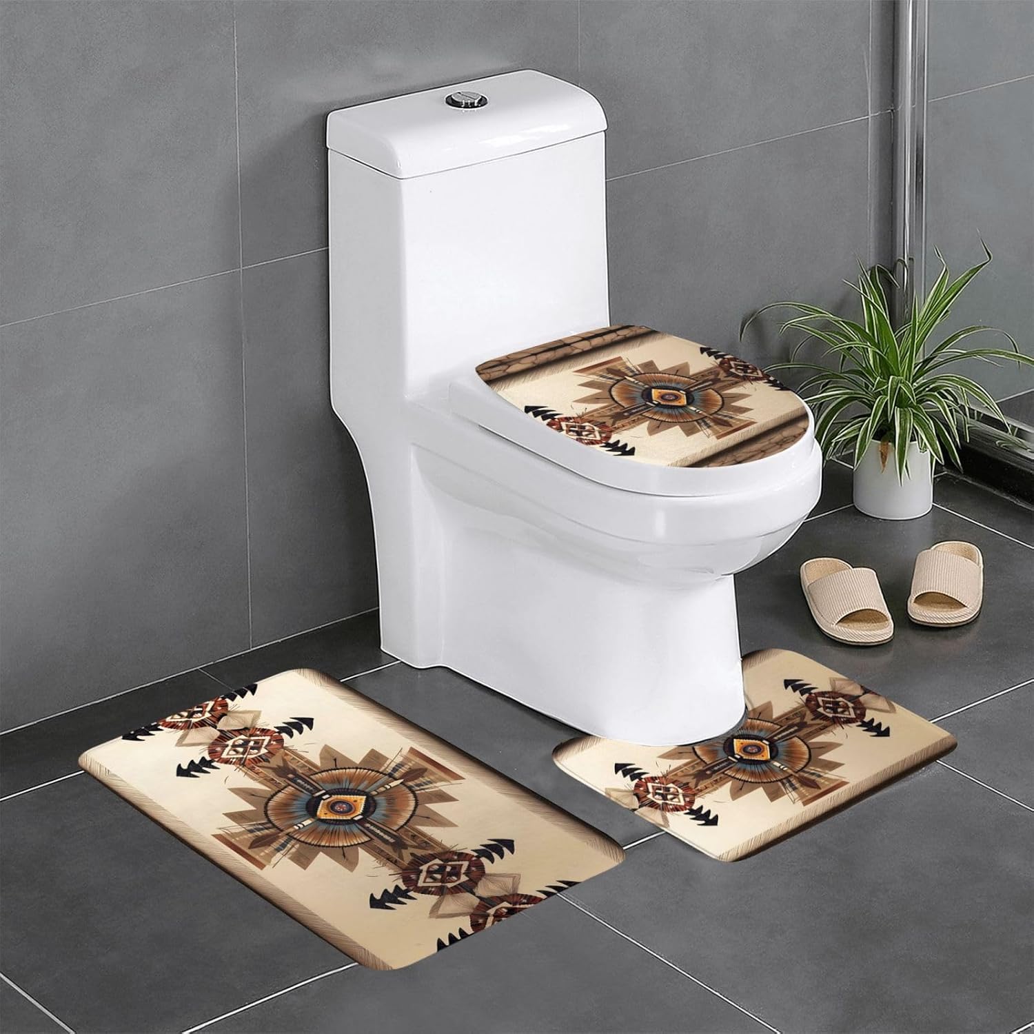 WHJYYXDE Native American Painting Non Slip Floor Mat Three Piece Set