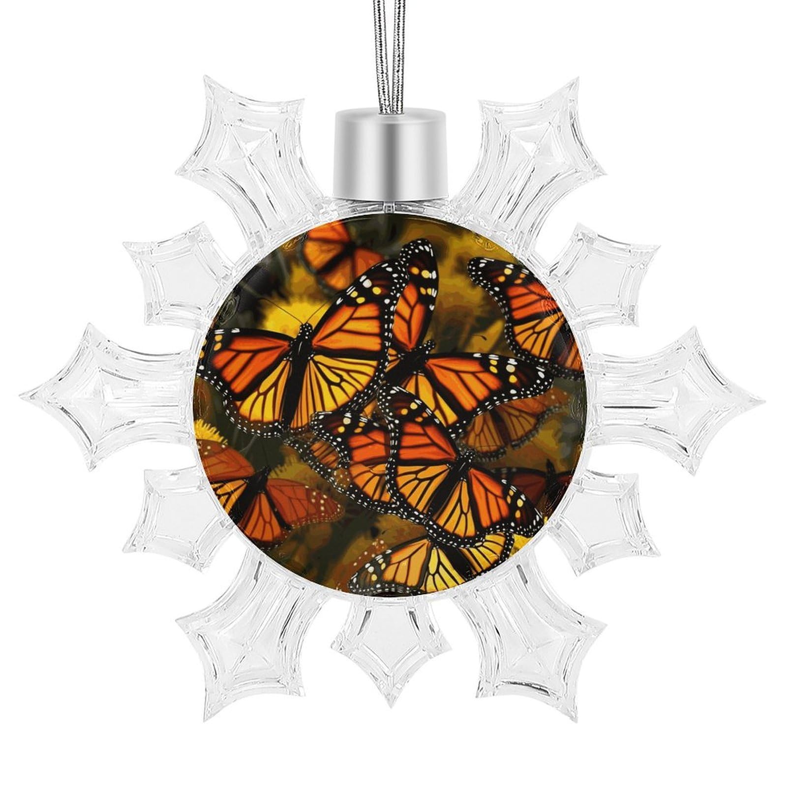 Monarch Butterflies Snowflake Ornaments Cute Snowflake Pendant Exquisite Christmas Tree Ornaments for Christmas Weddings New Year Birthday Holiday Celebration
