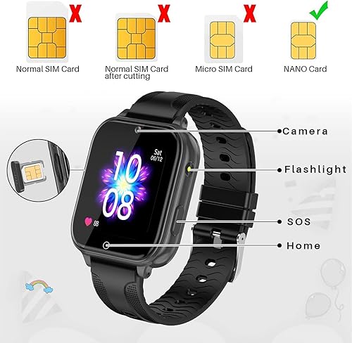 Miniatura 8 de Reloj inteligente 4G para niños con rastreador GPS de tarjeta SIM, múltiples estilos de escritorio para elegir, llamadas bidireccionales,
