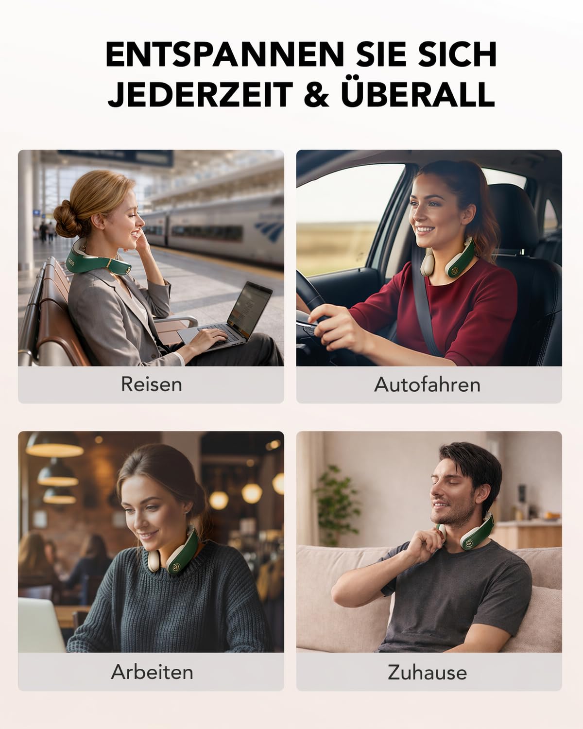 SKG Faltbares Nackenmassagegerät 9D Kabellos Schmerzlinderung, G7 Pro Grün | Tiefengewebe & Vibration, Reise-Massagegerät für Büro, Zuhause & Auto für Unterwegs, Geschenk für Männer Frauen Papa und Mama