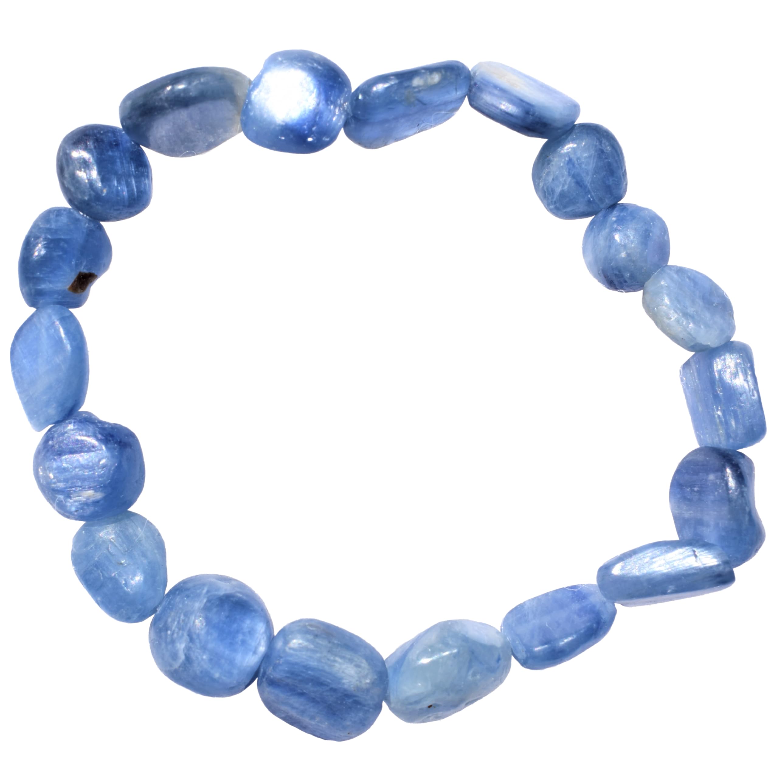 Zenergy Gems Charged Blue Kyanite Bracelet + Moroccan Selenite Pocket Puffy Heart Charging Crystal (Blue Kyanite Free Form Nugget)