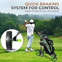 Vista 6 de JOVIAL Foldable 3 Wheel Junior Golf Push Pull Cart with Aluminum Frame