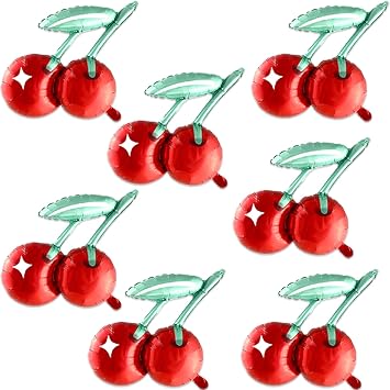 7PCS 20Inch Cherry Balloons, Cherry Birthday Party Decorations Balloon Supplies.Cherry Fruit Balloons Mylar Balloon for Cherry Theme Birthday Wedding Baby Party Decorations