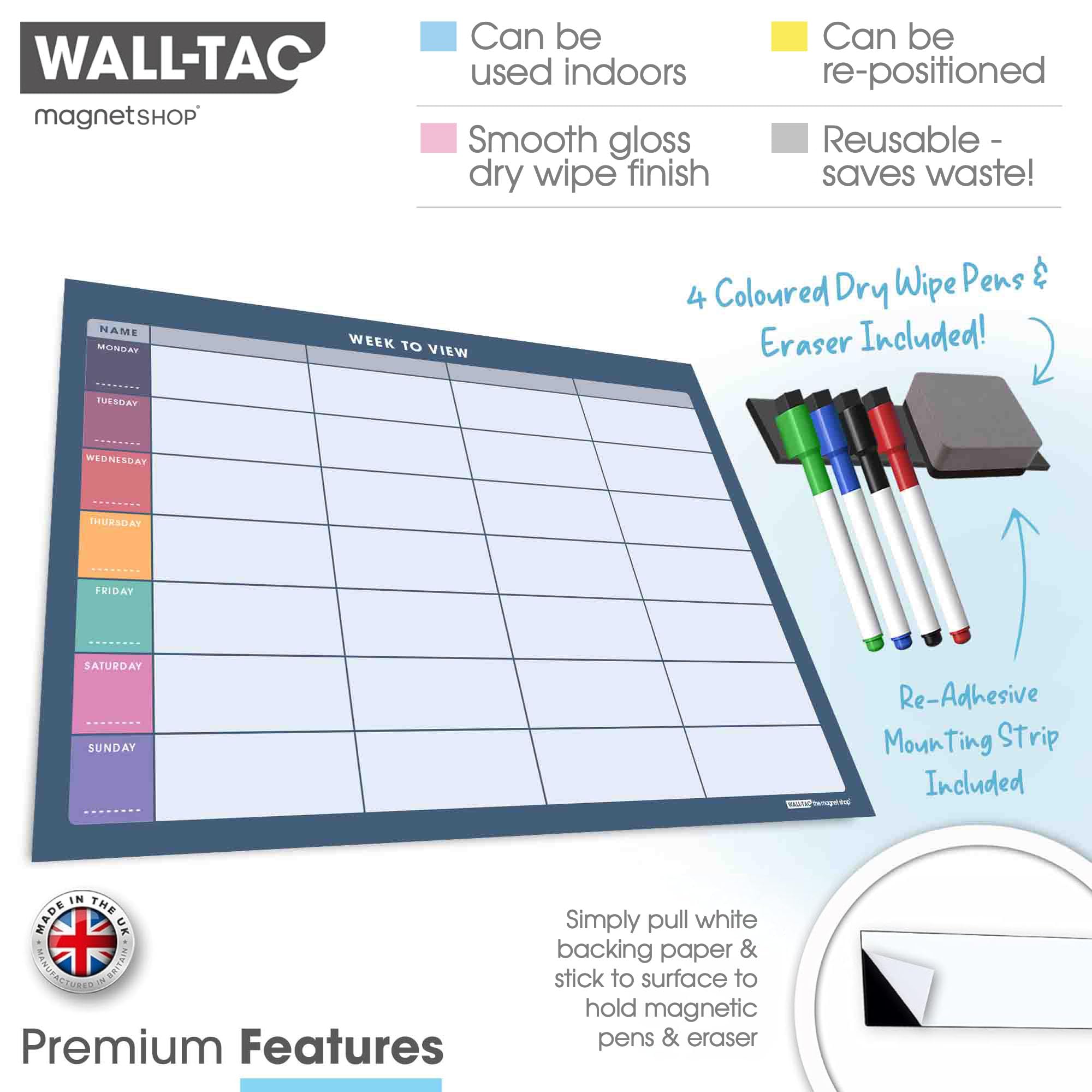Tableau Repartition Des Taches Famille SKYCROO - Calendrier Magnétique Frigo (x3) - Planning Familial Semainier & Mensuel - Blanc Tableau Magnétique Frigo - 11