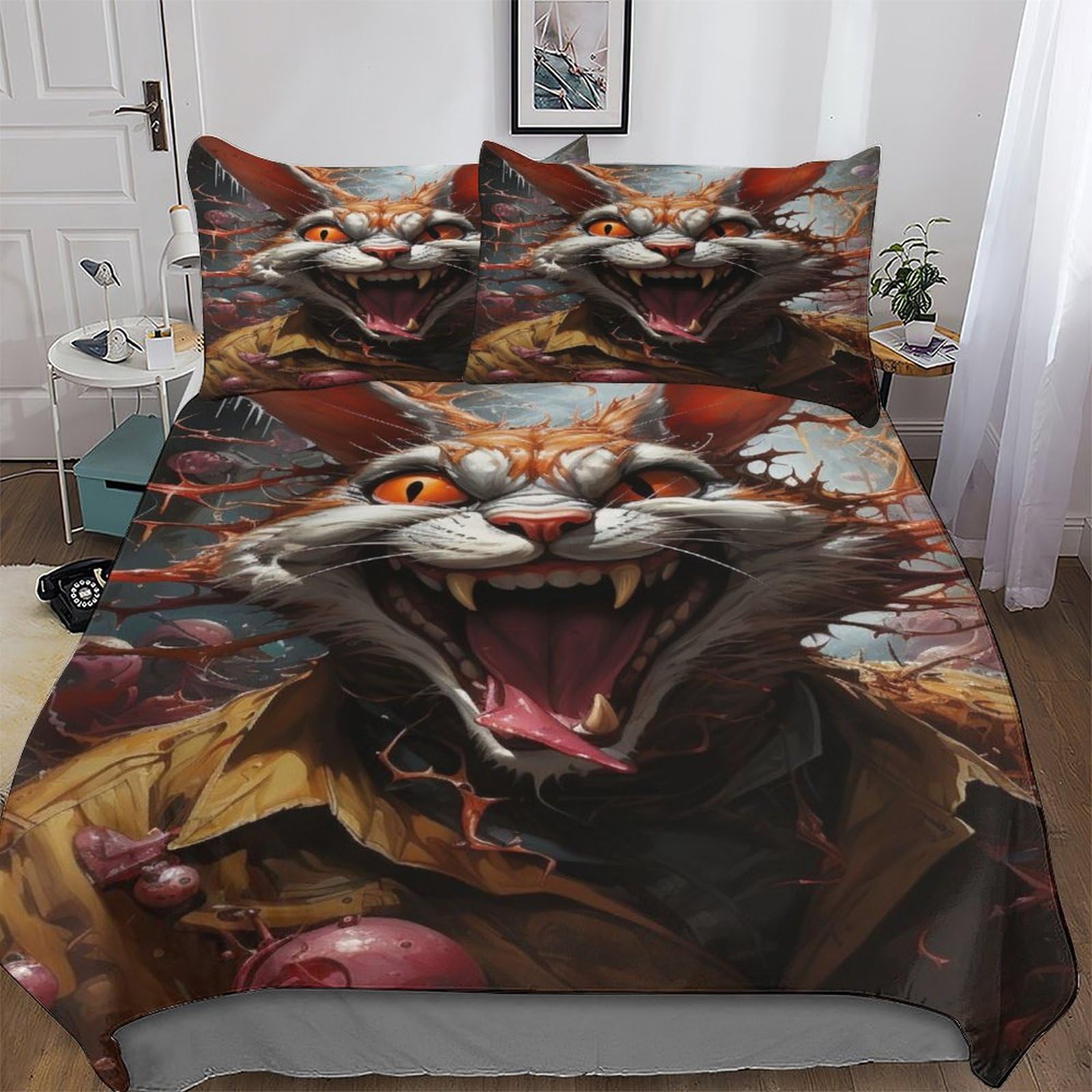 Parure de lit lapin 3D 200x200cm avec housse de couette en microfibre