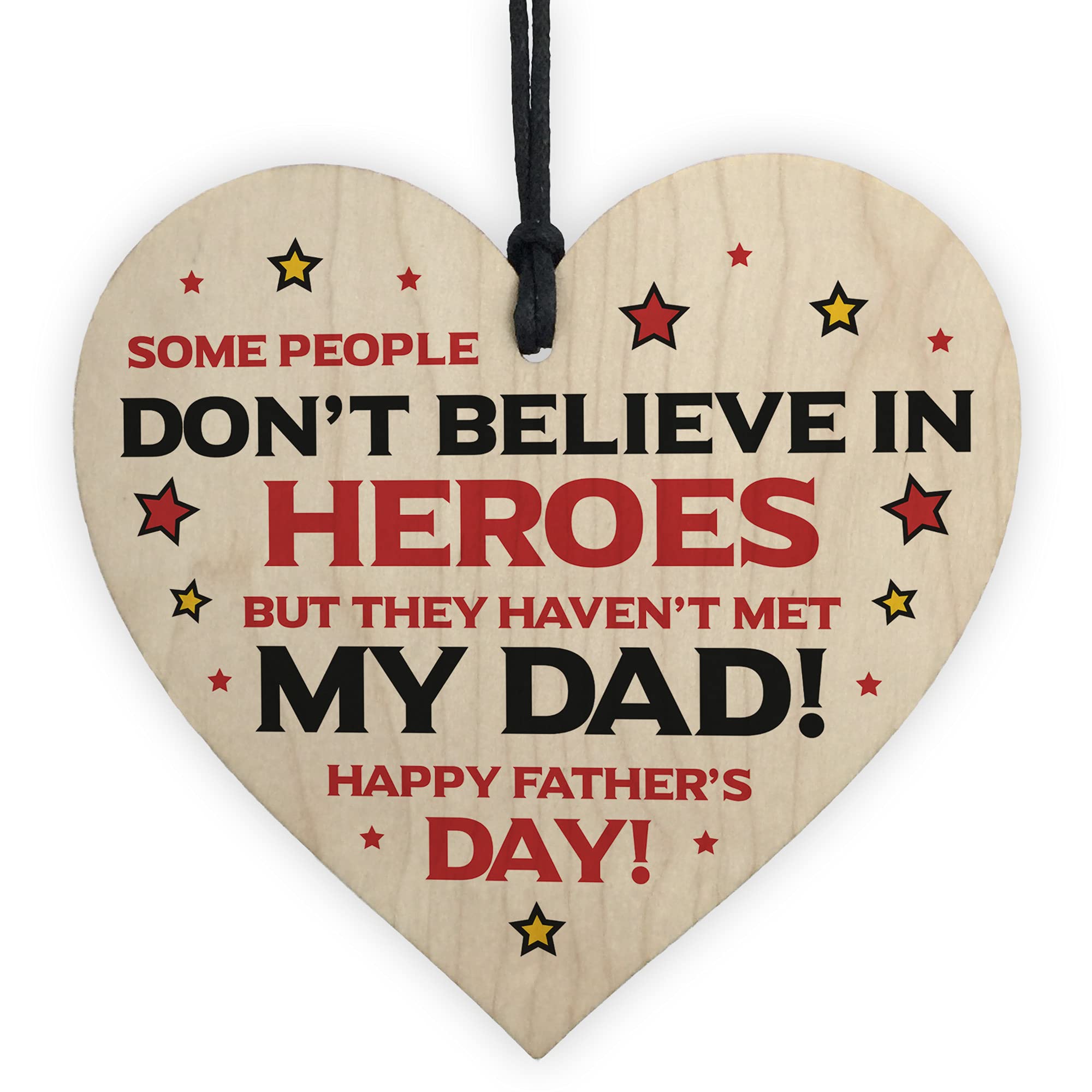 Novelty Fathers Day Gift Superhero Theme Wood Heart Dad Gift From Daughter Son