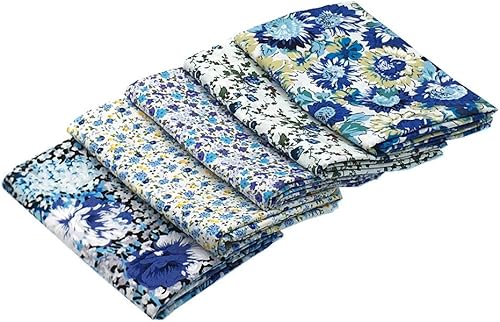 Miniatura 6 de Paquete de 5 piezas de tela de popelina de algodón 100% azul claro, 18.1 x 22.0 in (aprox. 18 x 22 pulgadas)