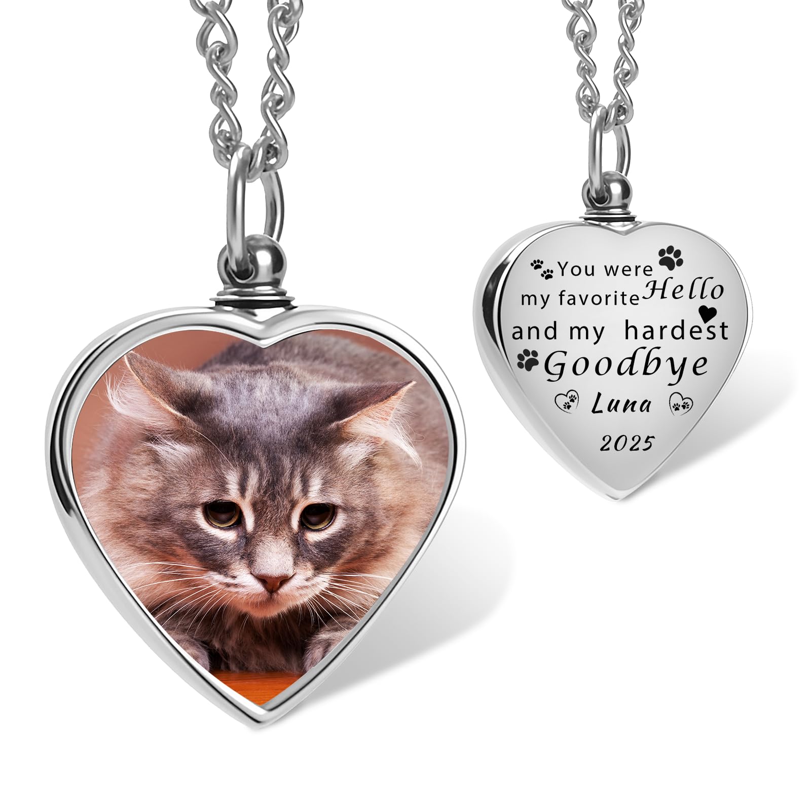 QYH Custom Cat Ashes Necklace - memorials and funerary pet | Mubboo