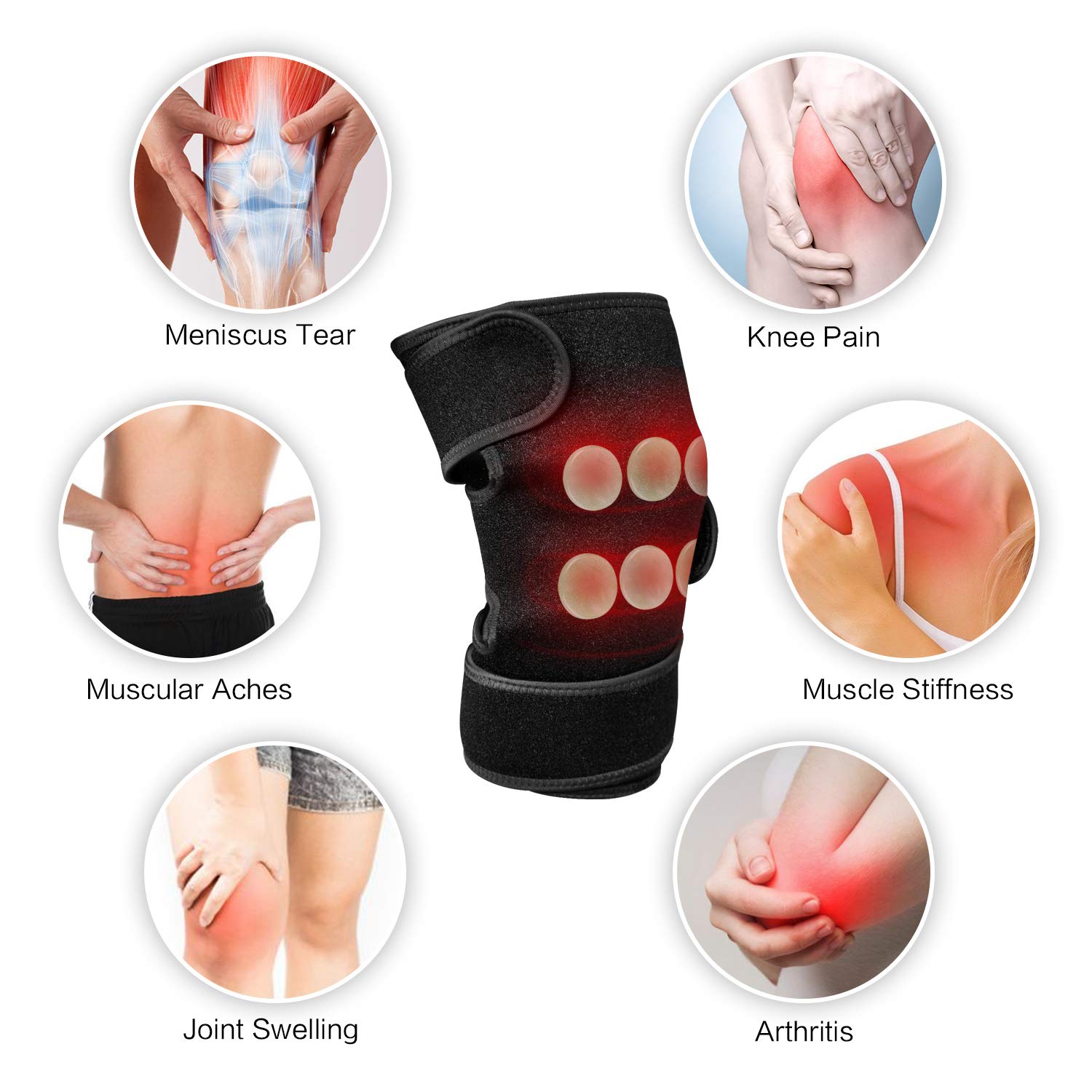 UTK Far Infrared Heating Pads for Knee Pain Relief, Hot to 158℉, Adjustable Heated Knee Brace Wrap with 6 Jades, 3 Timers Auto Shut Off, Heating Pad for Knee Pain & Stress Relief, Gift for Women