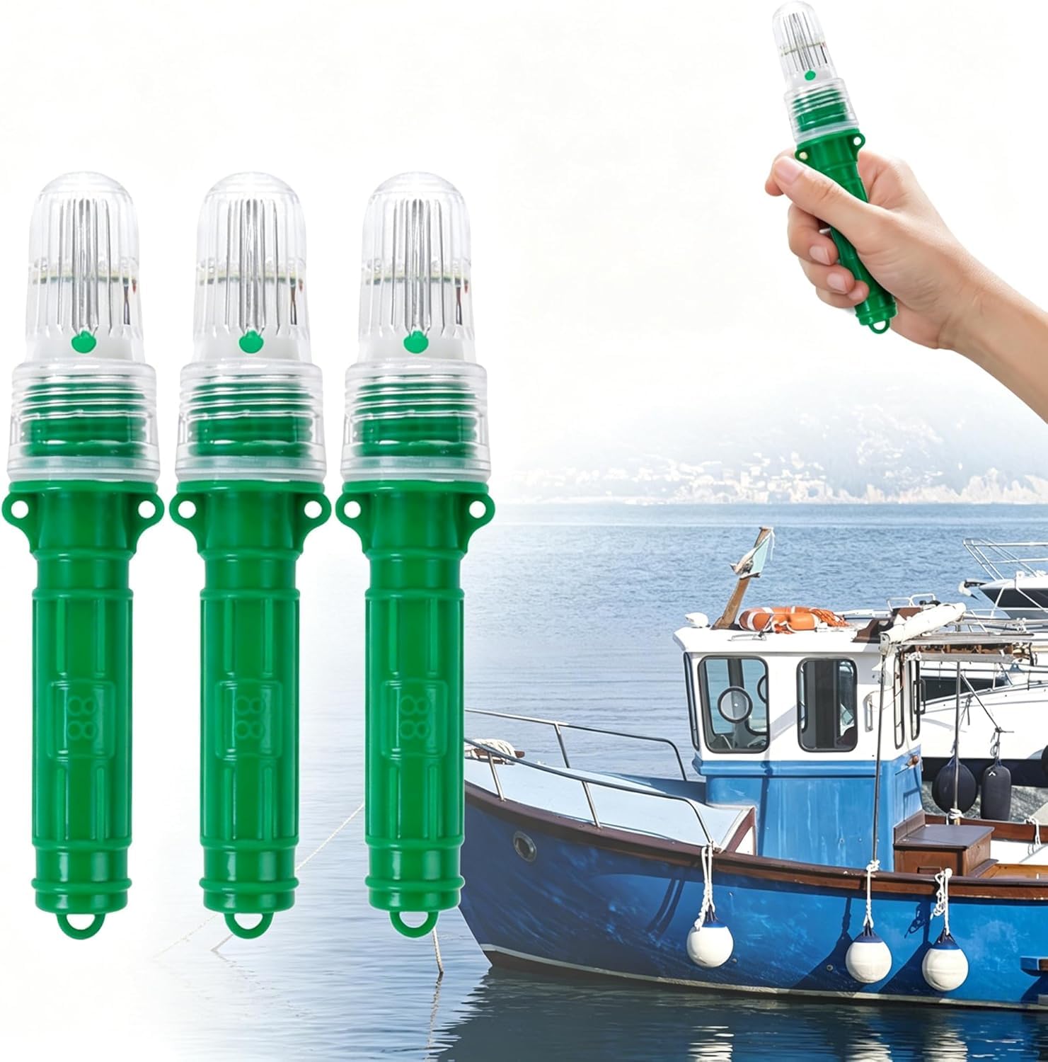 3 PCS Boat Flares, Marine Flares LED Light Waterproof Emergency Signals for Fishing Nets Buoys Boats, Electronic Marine Signal Lights for Night Boating Life Rafts Offshore (D, 3pcs)