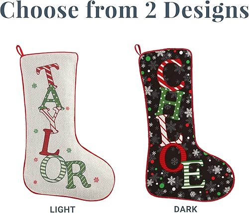 Miniatura 7 de Let's Make Memories Calcetín de Navidad personalizado, calcetín de Navidad con nombre festivo, para la familia, diseño ligero