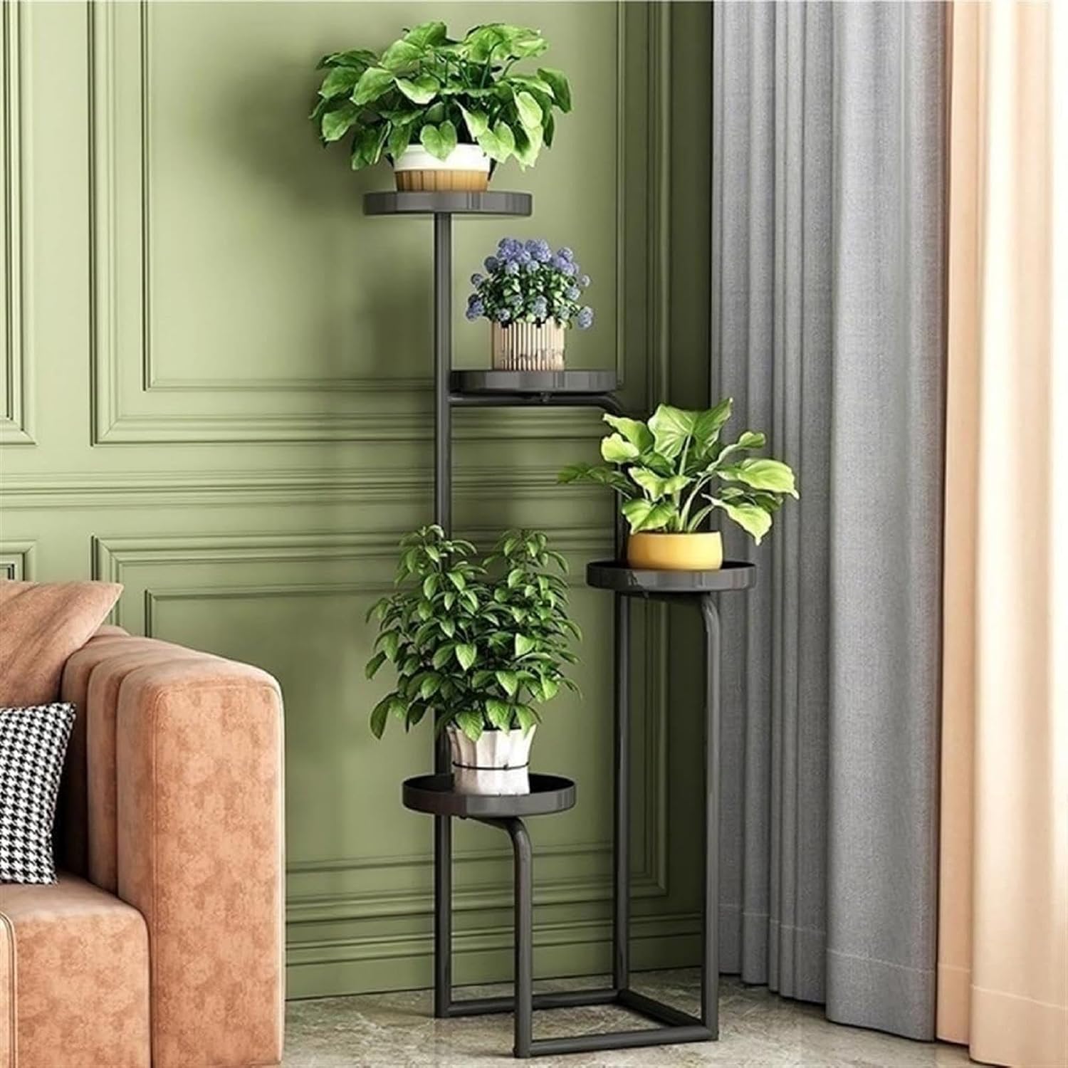 Metal Plant Stand, Modern Gold Plant Shelf, Multi-Tiered Flower Pot Holder Display Vertical Shelves Shelf Planter Rack with Square Design(43.7 * 8.7 * 8.7inch, Gold)