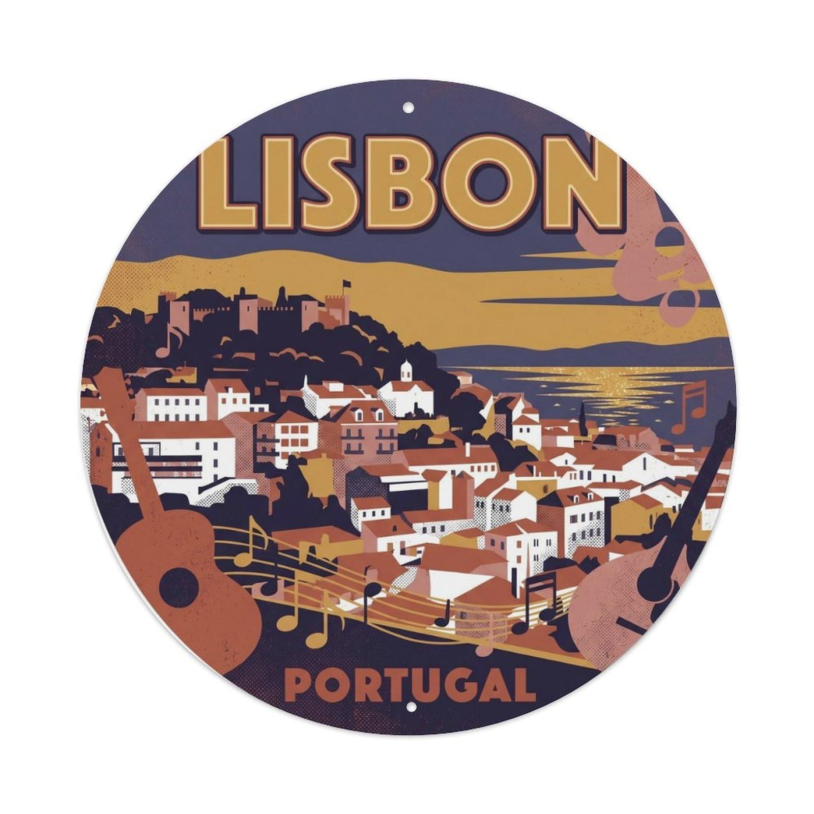 Olhnbad Style Portugal Lisbon Alfama City Travel Portuguese Heritage Metal Tin Sign