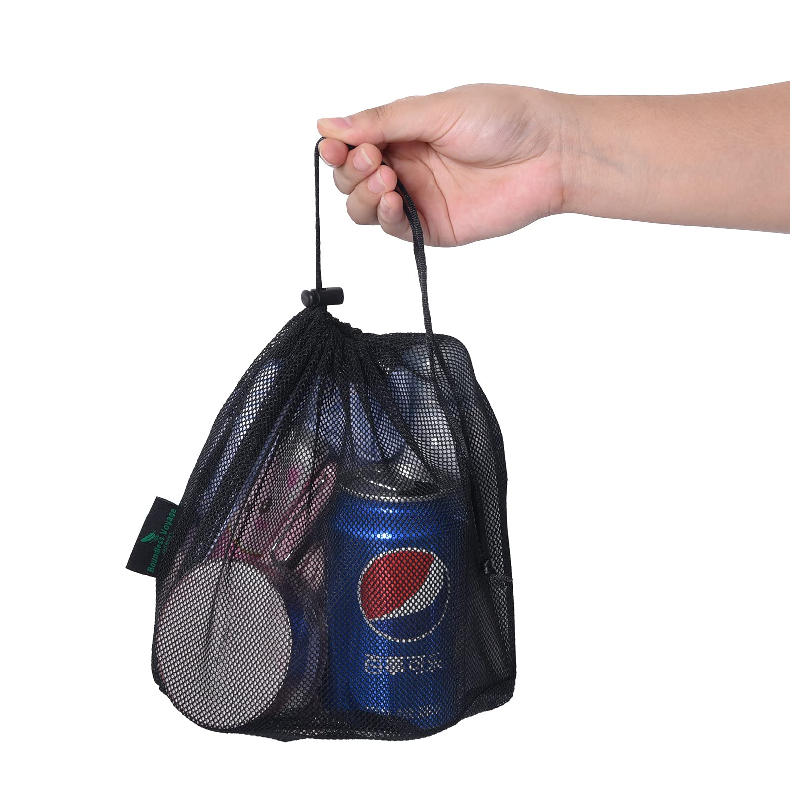 iBasingo Black Drawstring Mesh Nylon Sack Net Bag - Image 4
