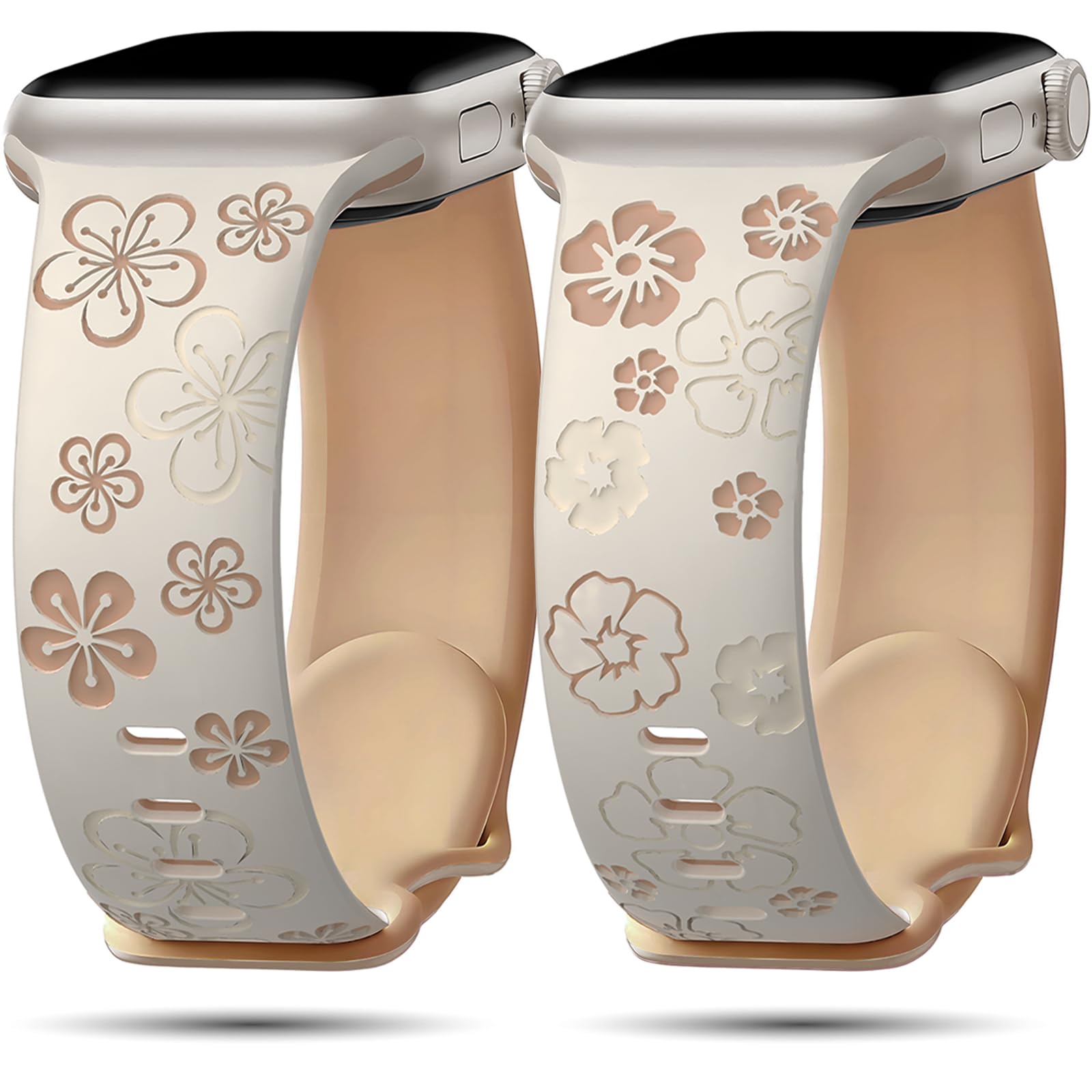 2Pack Cute Floral Band Compatible with Apple Watch Bands for Women 40mm 41mm 38mm 42mm Series 10 Flower