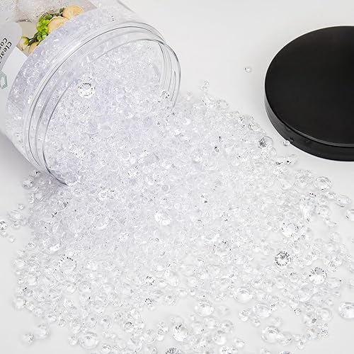 Miniatura 1 de Relleno de jarrón para centros de mesa, decoración del hogar, 8700 piezas de confeti de mesa de diamantes transparentes, gemas de plástico falsas