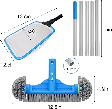 TidyMister 3-Piece Pool Cleaning Kit with 5.7 ft Pole