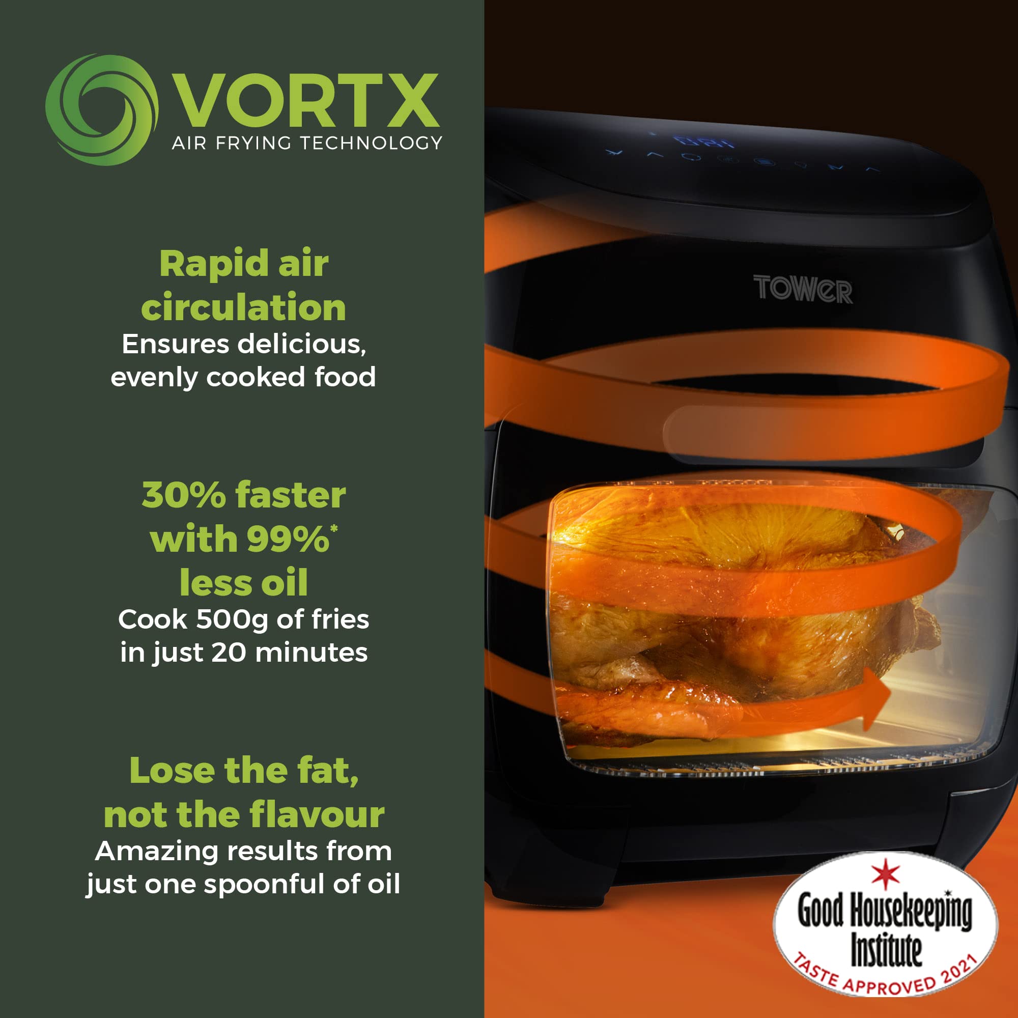 Tower Xpress Pro Combo T17076 Vortx 10in1 Digital Air Fryer Oven with