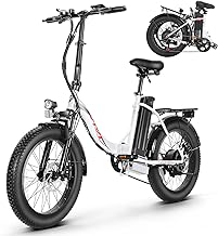 ANCHEER Folding E-Bike, 20 Inch x 3.0 Electric Bicycle with 36 V 10.2 Ah Lithium Battery for Long Range up to 100 KM, 250 W Motor, 7 Gears for Men and Women