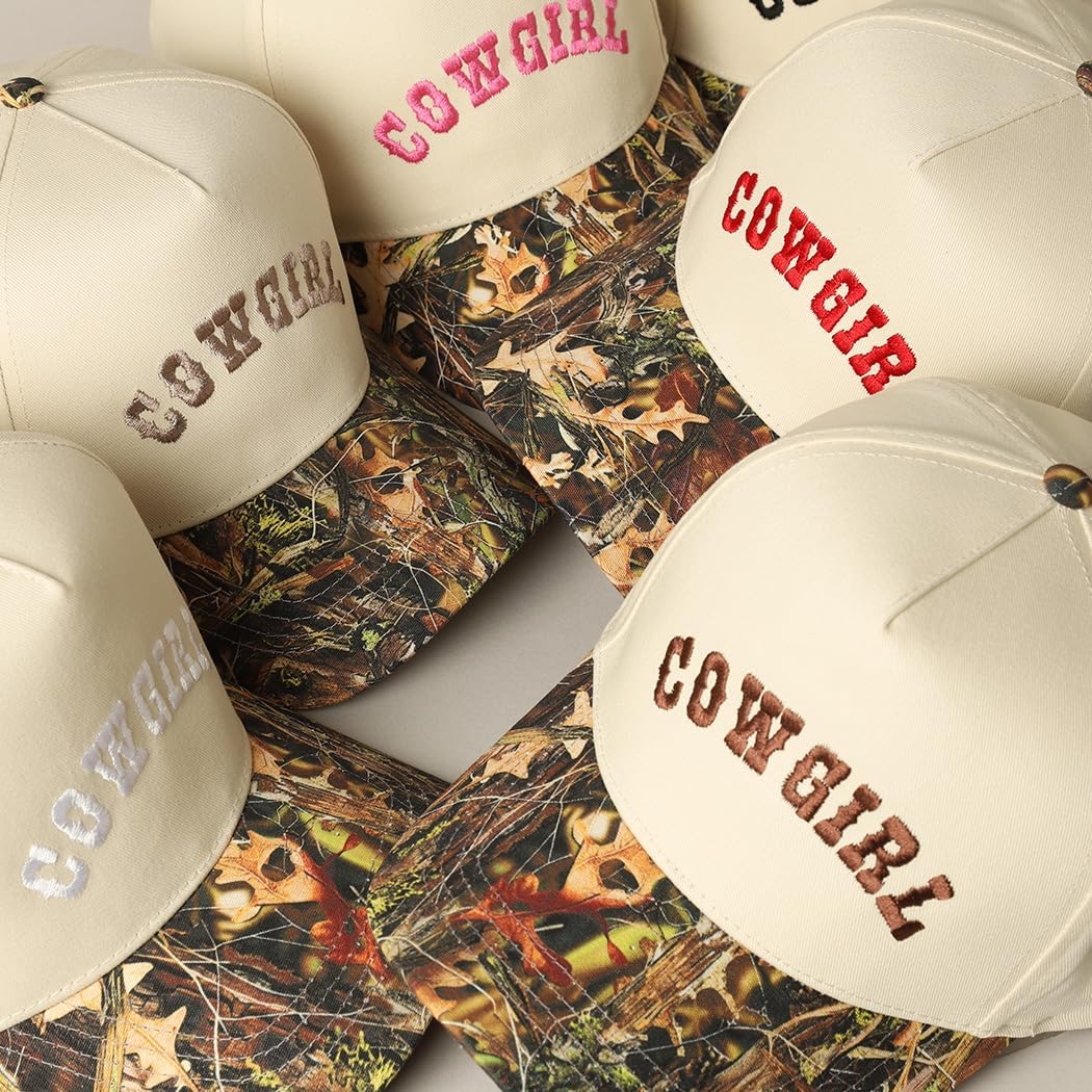 MIRMARU 5-Panel Embroidery Two-Tone Trucker Hat with Designed Camo and Floral Brim