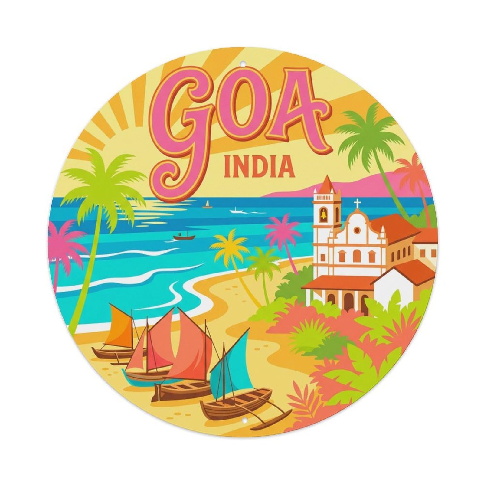 Retro India Travel Goa Metal Tin Sign