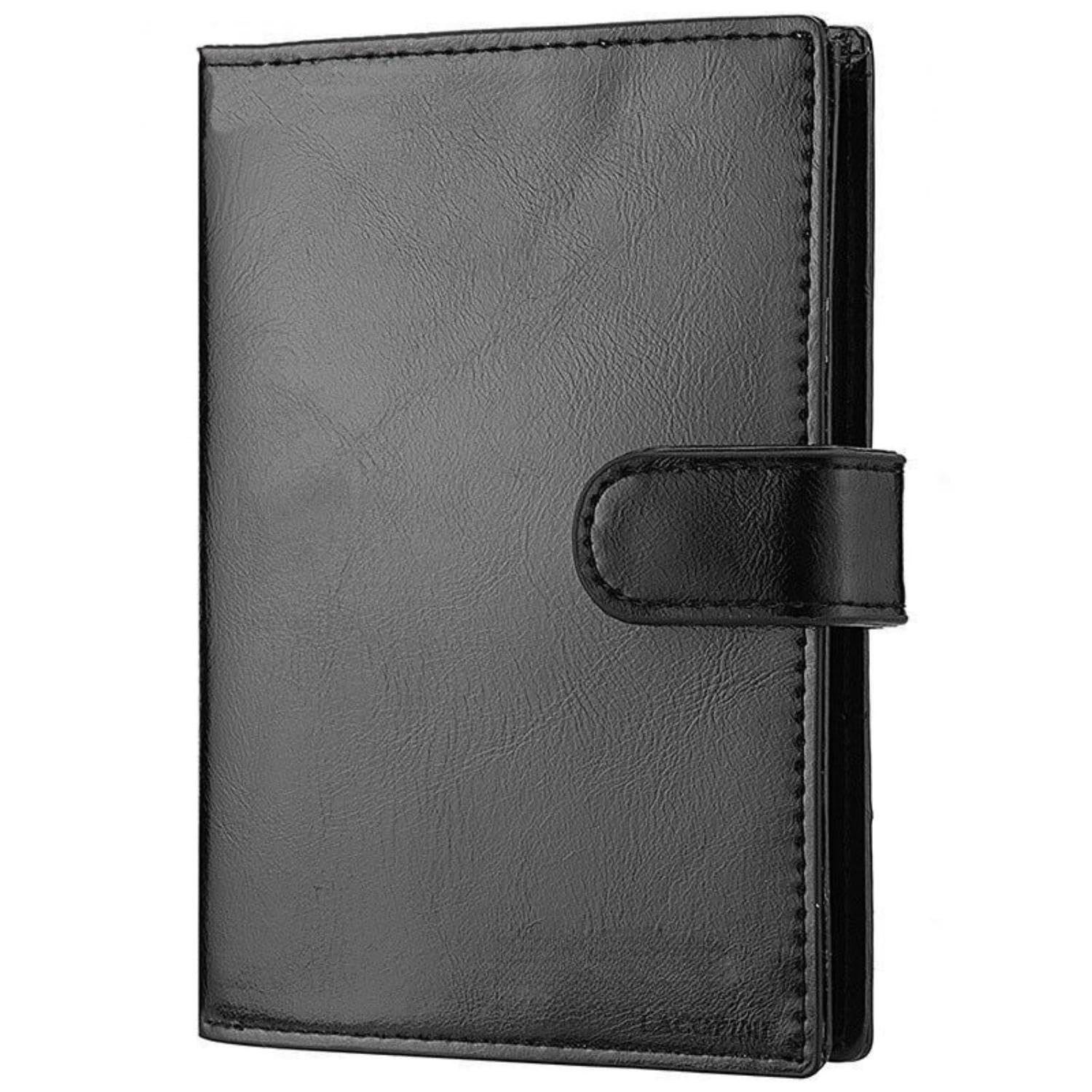 LACOPINE Leather Passport Holder Covers Case, Travel Wallet Vaccine Card Cover with Documents Organizer Slot for Women and Men (Black)