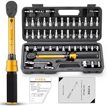 YIYEIE 50Pcs Master Bike Torque Wrench Set, 1/4 Inch Drive, 10-230 IN.LB (1-26.0 Nm), Inch Pound Click Torque Wrench with Bit Sockets, 0.1 Nm Micro, 3/8 Adapter, Pro Bicycle Tool Kit for MTB