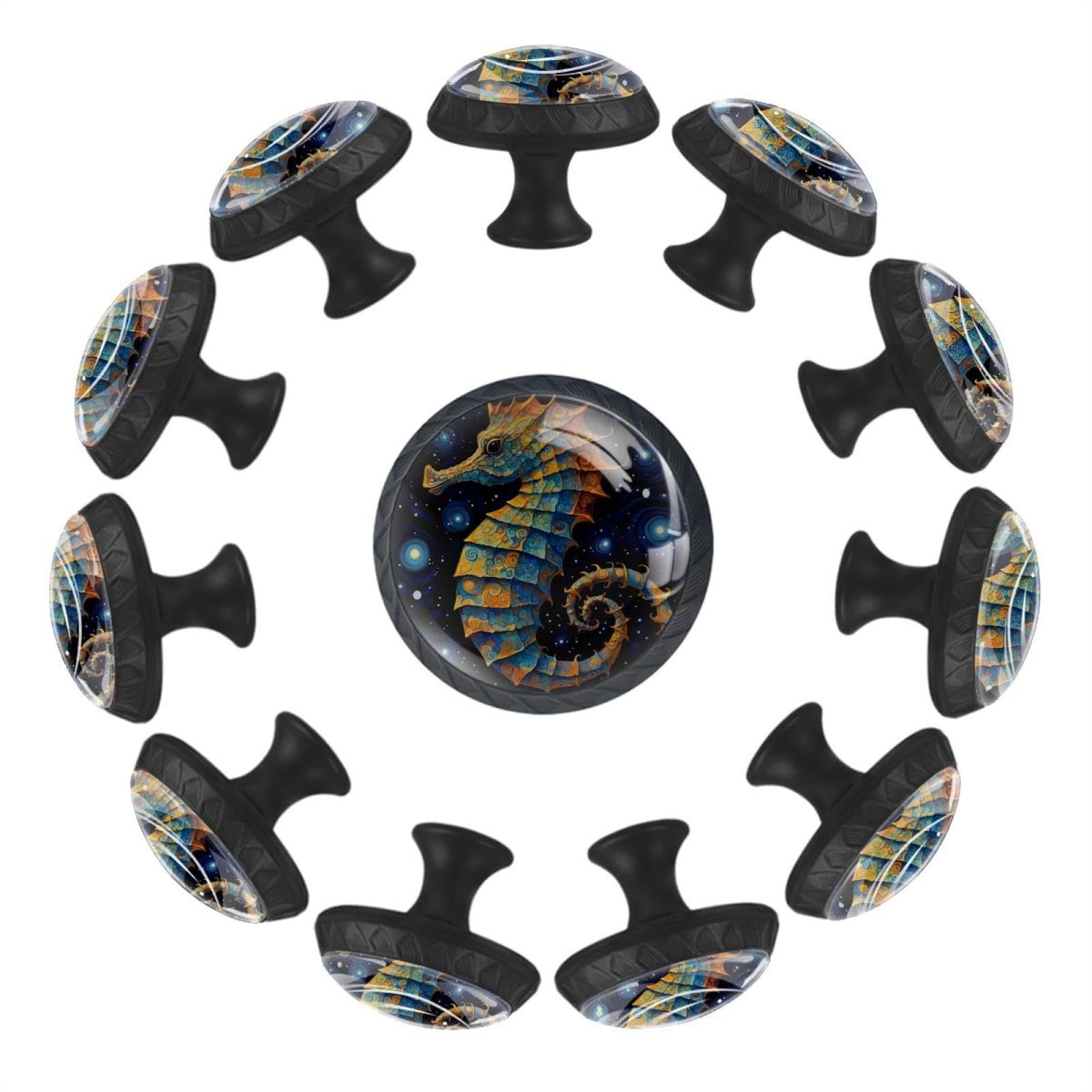 Boutons de tiroir en verre cristal transparent et bleu galaxie