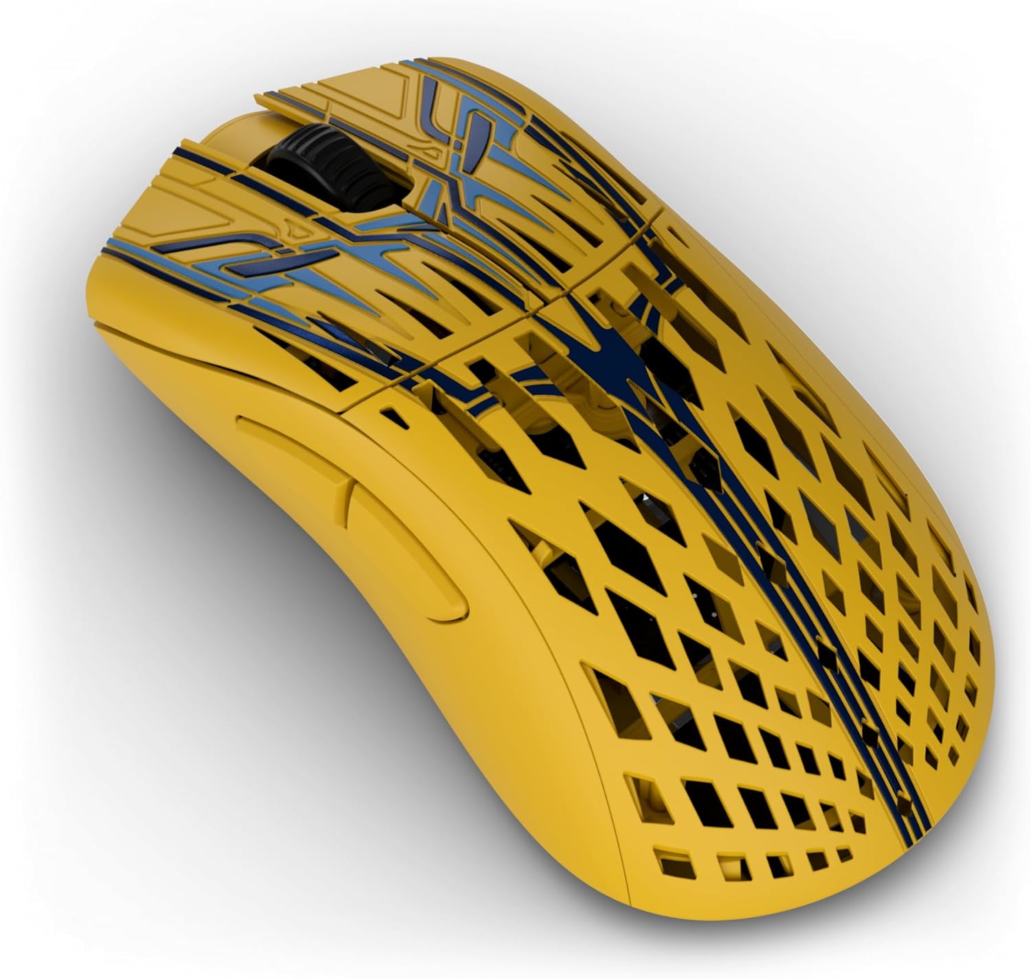 Top-down view of the PWNAGE Stormbreaker Max CF mouse, highlighting its buttons and scroll wheel.