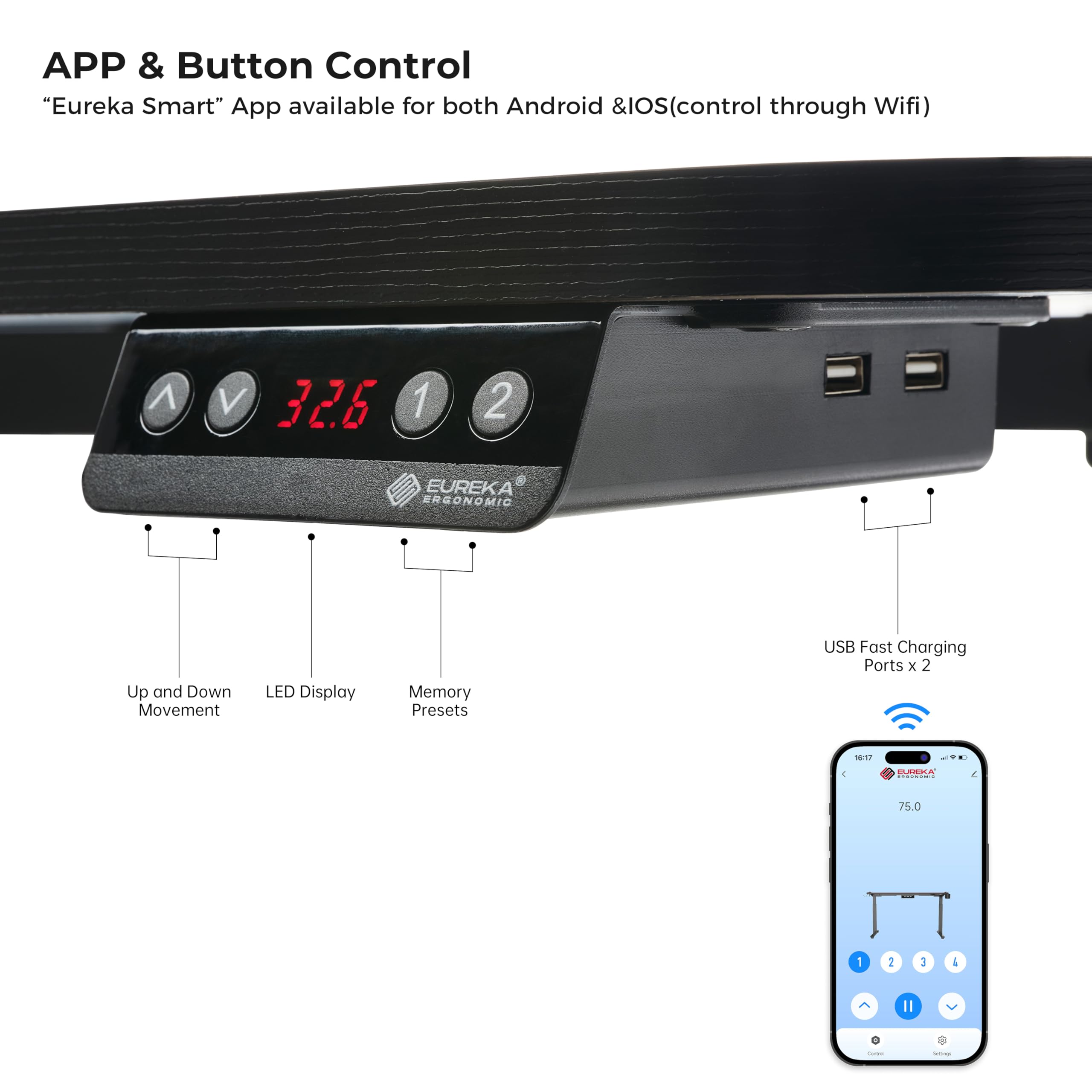 EUREKA ERGONOMIC Standing Desk Adjustable Height 70 x30 Sit to Stand Desk Computer Desk for Home Office Large — view 6