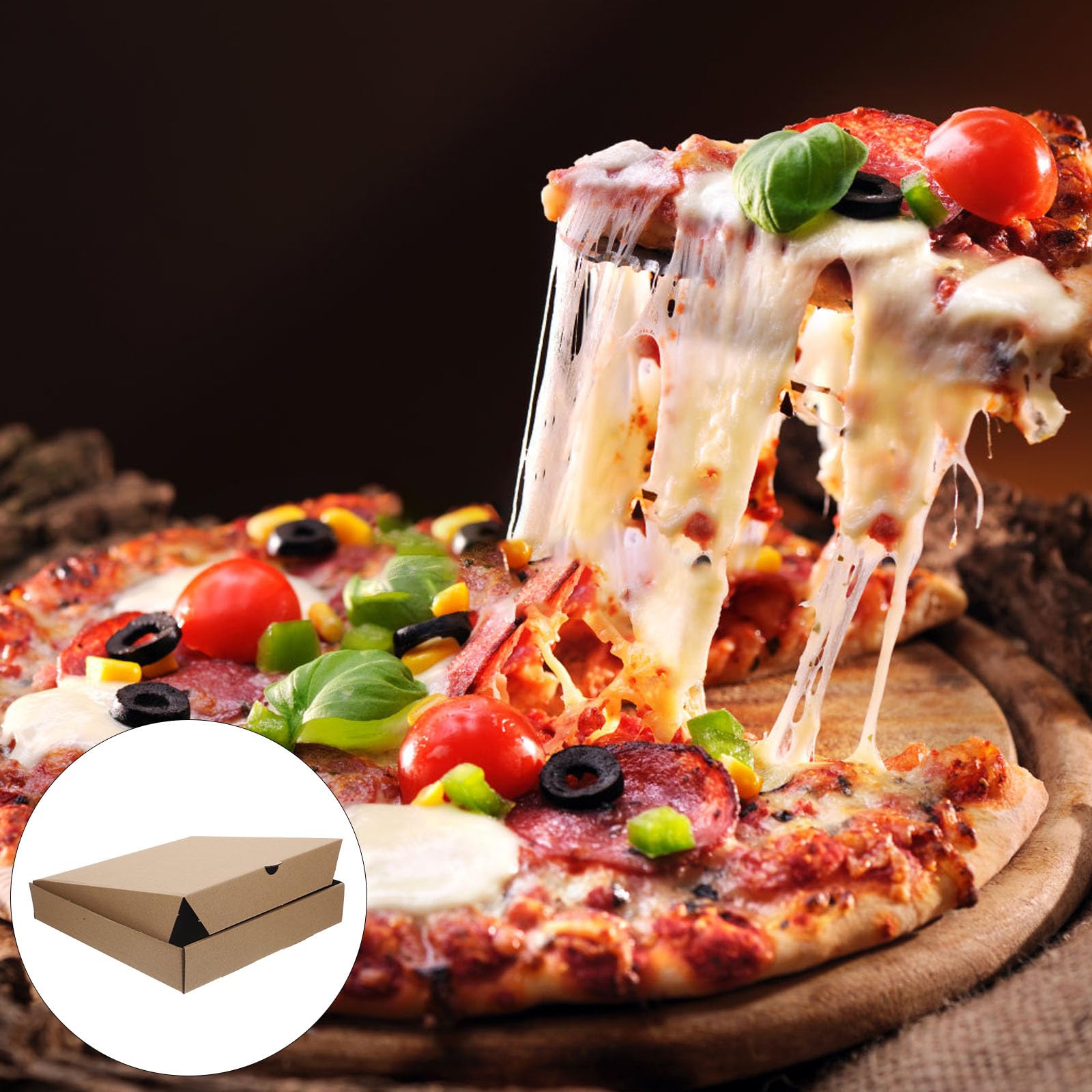 10stück Schachtel Verdickte Pizzakarton Leere Pizza Box Aus Kraftpapier Versandkarton Pizzakartons Aus Wellpappe Behälter Herausnehmen Bäckerei Pizzaschachteln Geschenkbox Verpackung